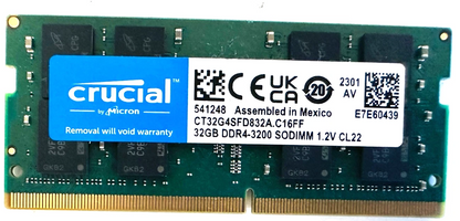 Crucial 32GB DDR4-3200 SODIMM Laptop Memory - Refurbished